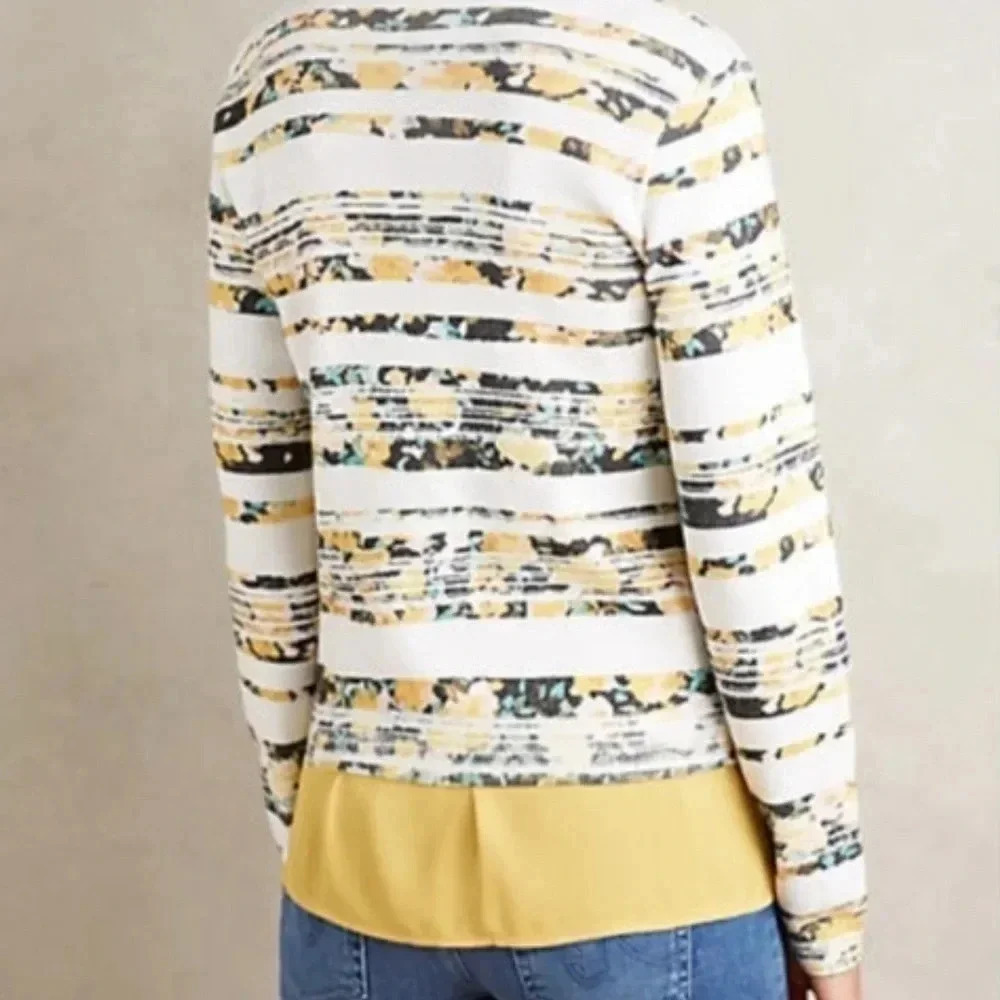 Moth Anthro Array Floral Stripe Zip Up Sweater Si… - image 2